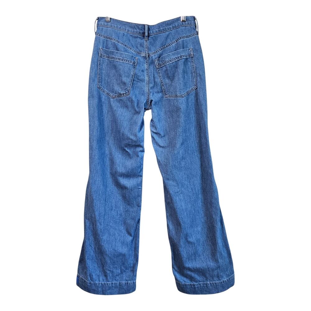 J CREW Women's 27 Drapey Denim Jeans Wide Leg Medium Blue Slash Pockets 28 x 30 - Picture 8 of 10